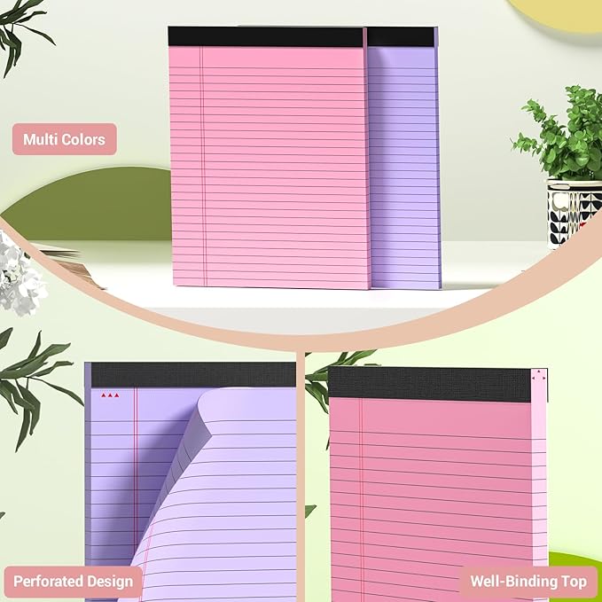 Legal Pads 8.5 x 11 Colored Note Pads, 2 Pack Notepads 8.5 x 11 Lined Paper, Colored Notebook Paper Writing Pads 30 Sheets per Colored Paper Pads 8.5 x 11 for Purple Legal Pads Home Office School