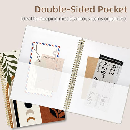 Cute Spiral Notebook journal A4 Aesthetic Pretty Design for Women Girls Kawaii with Pocket, 8.5 x 11 inch, Lined, Moon Boho