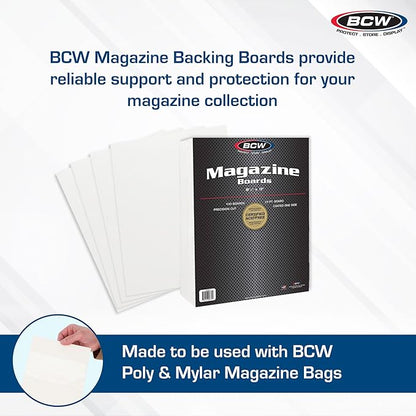 BCW Magazine Backing Boards (8.5 x 11 Inches) -1 Pack (100 total) | 24-Point Solid Bleached Sulfate, Calcium Carbonate Coating Protective Sheets | Ideal for Collectible Magazine Protection