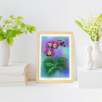 KingKraft Orchid Quilling Card, Birthday Card for Mom, Anniversary Card for Wife, Valentines Day, Mothers Day Card, Thinking of You, Get Well Card, Greeting Card for All Occasions, Blank Inside