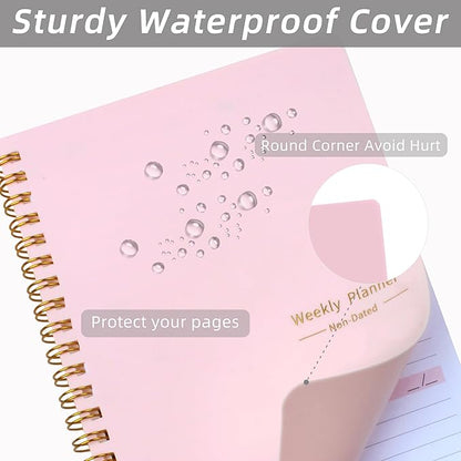 Weekly Planner with Habit Tracker Undated 52 Weeks To Do List Notebook Spiral Weekly Planner Notebook for Weekly Goals Priorities Work Planner, 5.8" x 8" Pink
