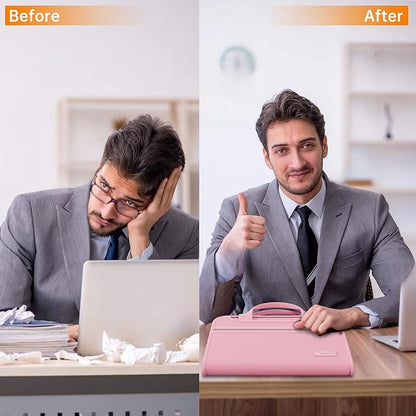 Tamfile Fireproof Accordion File Organizer with Handle, 13 Pocket Expanding File Folder with Zipper & Labels, File Folder with Multi-Pockets Paper Organizer Folder for Letter A4 Files, Pink