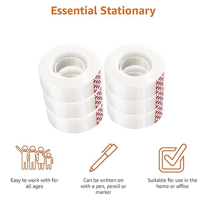 Amazon Basics Matte Finish Tape, 6 Pack, 2.1 x 0.75 inch, Translucent