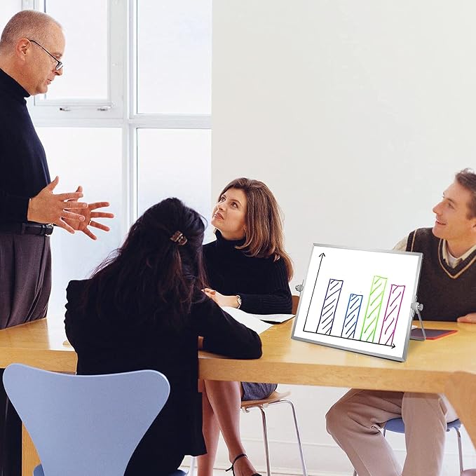 OWill Dry Erase White Board, 8” X 12” Small Whiteboard with Stand, Mini Whiteboard A4 Magnetic Desktop Board & Portable Double-Sided White Board Easel for Kids Drawing in School & Home