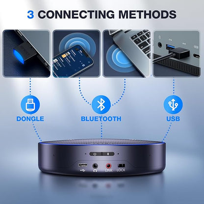 EMEET Bluetooth Speakerphone M3, Zoom Certified 4 AI Mics 360°Voice Pickup 18H Talk Time Conference Speaker and Microphone, USB/Bluetooth Conference Speaker w/Daisy Chain for 20 People for Zoom Teams