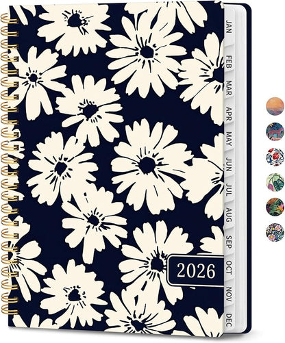 2026 Planner, Aesthetic Weekly and Monthly Planner for Women, Jan 2026 to Dec 2026, Hardcover 2026 Calendar Book with Monthly Tabs, Inner Pocket, Perfect for Office Home School - A4 (8.5" x 11"), Simple Daisy