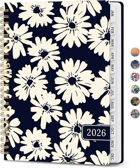 2026 Planner, Aesthetic Weekly and Monthly Planner for Women, Jan 2026 to Dec 2026, Hardcover 2026 Calendar Book with Monthly Tabs, Inner Pocket, Perfect for Office Home School - A4 (8.5" x 11"), Simple Daisy