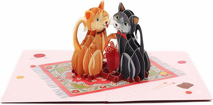 Liif Love Cats Valentines Day 3D Greeting Pop UP Card, Happy Cat Birthday Card, Anniversary, Thinking Of You, Just Because, Congratulations, Mother's Day - Kitten, Funny, Cute - For Cat Lover, Wife,