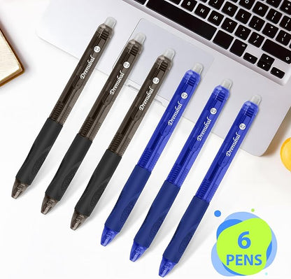 6-Pack Erasable Pen Set, Eraser Gel Pen,Erasable Pens, Ballpoint Pen, Fine 0.7mm Erasable Pen for a smooth writing experience - perfect for school, office and as a gift for kids or friends.