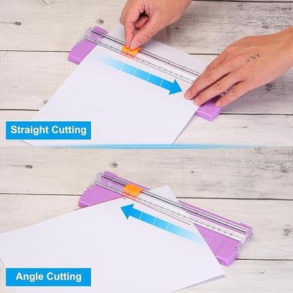 PATIKIL Paper Trimmer, Plastic Portable A5 Paper Cutter Slicer Tool with Side Ruler for Scrapbooking Craft Paper Photo Cardstock Label, Sky Blue