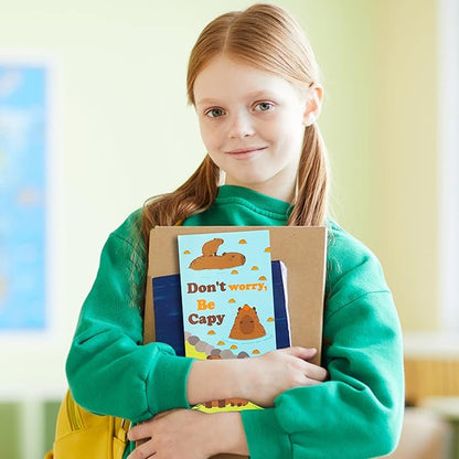 Don't Worry Be Capy Sticky Notes Set, 550 Sheets, Capybara and Orange Pattern Self-Stick Notes Pads Animal Divider Tabs Bundle Writing Memo Pads Back to School Office Supplies Small Gift