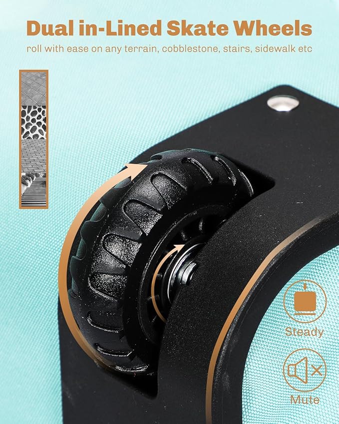 Hynes Eagle Rolling Backpack 42L Backpack with Wheels Airline Approved Carry on Luggage Laptop Travel Backpack for Women Men Mint Green