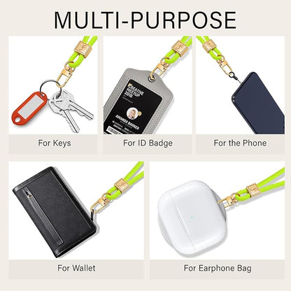 Fishent Keychain Wristlet lanyard, Cute Key Chain Holder, Upgraded Woven Wrist Lanyard for Keys, Wristlet Strap Keychain for Women Men Car Keys ID Badges Card Wallet Phone (Neon)