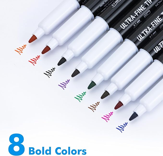 maxtek Dry Erase Markers Ultra Fine Tip, Assorted Colors, Low Odor, School Supplies Classroom Take Note Dry Erase Markers, 8 Counts