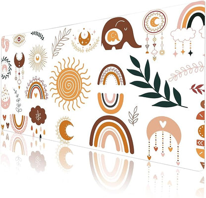 Colorful Star Boho Cute Desk Pad, Waterproof Rainbow Large Gaming Mouse pad for Girls Women Cute Desk Accessories Kawaii Office Decor, Computer Keyboard Mat for Work, Game, Office, Home 31.5" x 15.7"