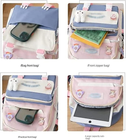 Kawaii Backpack 5Pcs Set Lightweight aesthetic backpack,Teens laptop computer cute backpacks for girls (cute backpack,one size)