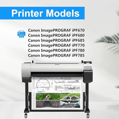 LCL PFI-107 Cyan 130-ml Ink Cartridge Replacement for Canon PFI-107 PFI-107C PFI107C for Canon ImagePROGRAF iPF670 iPF680 iPF685 iPF770 iPF780 iPF785 Printers (1-Pack)