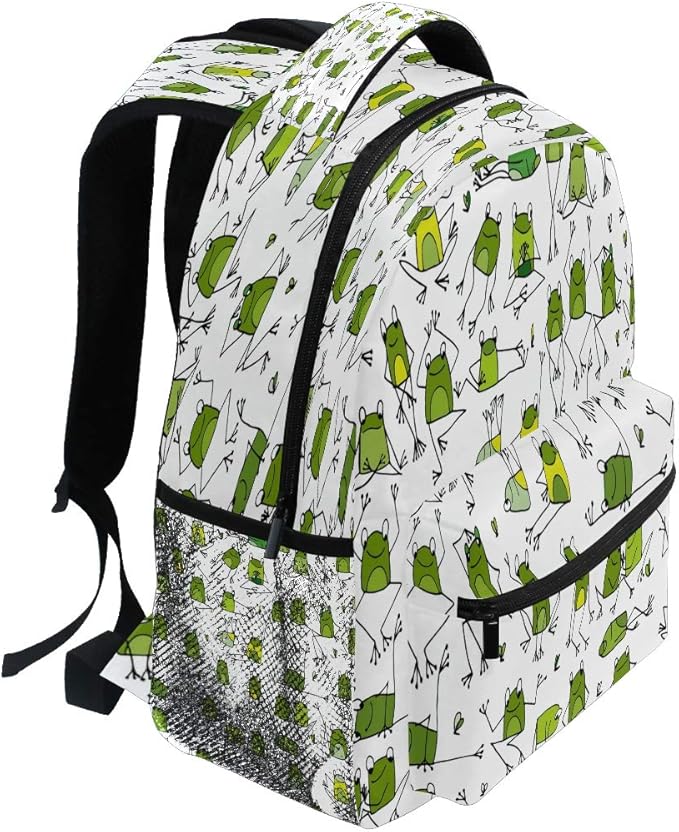 Blueangle Funny Frogs Pattern Print Travel Backpack for School Water Resistant Bookbag