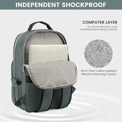 LOVEVOOK Laptop Backpack for Women 15.6 inch,Cute Womens Travel Backpack Purse,Professional Laptop Computer Bag,Waterproof Work Business College Teacher Bag Carry on Backpack with USB Port,Grass Green