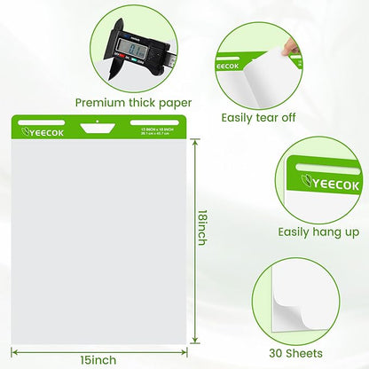 Self-Stick Mini Easel Pad 15 in x 18 in, 30 Sheets/Pad, 4 Pads/Pack, Sticky Flip Chart Paper for Teachers, Super Sticking Power & Bleed-Resistant