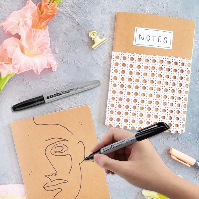 Permanent Markers Bulk, 72 Pack Black Permanent Marker Set, Fine Tip, Waterproof Markers, Premium Smear Proof Pens, Waterproof, Quick Drying, Office Supplies for School, Office, Home