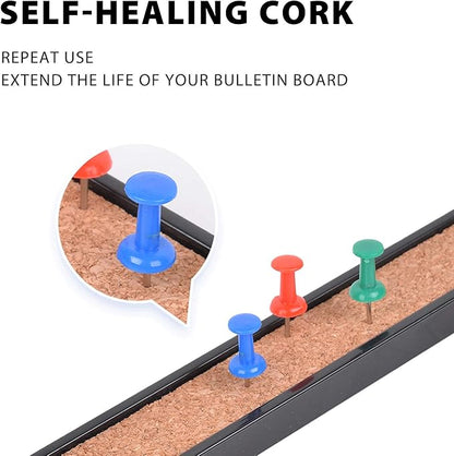 Corksidol Bulletin Bar Strip, Cork Board, 15" x 1", Classroom, Office, Cubicle, Aluminum Frame (Black)