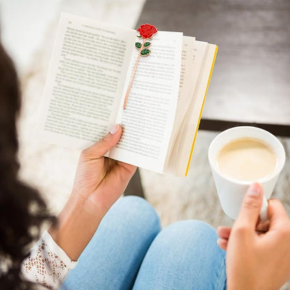 Mabor Red Rose Bookmarks,It’s The Time You Have Spent on Your Rose That Makes Her So Important Personalized Bookmark Rose of Little Prince,Metal Flower Bookmark,