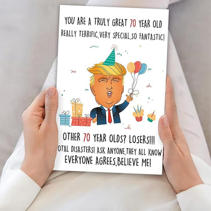 Funny Trump 70th Birthday Card for Men Women, Trump Happy 70th Birthday Gifts Card, Humor Donald Lecture Bday Card for parents, Best 70 Years Old Birthday Idea