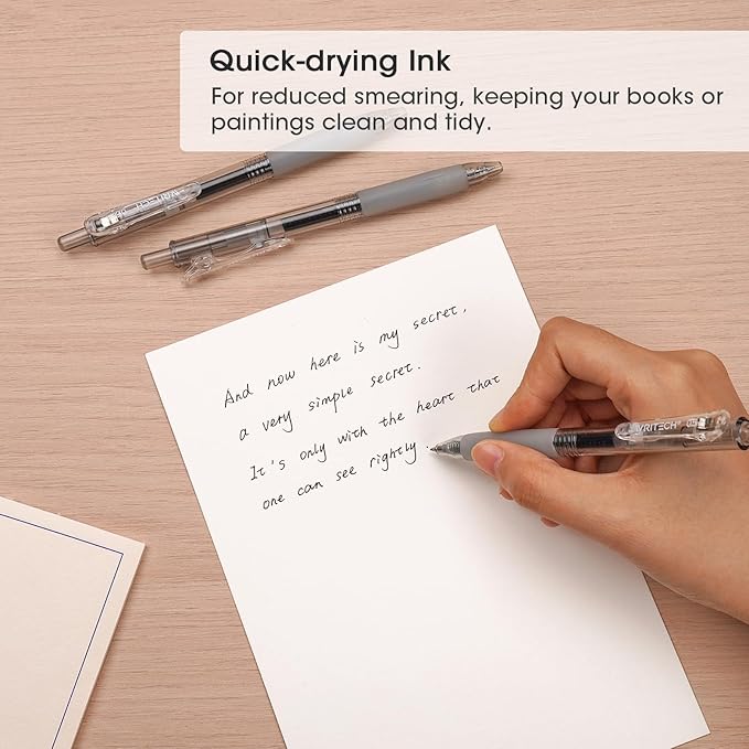 WRITECH Retractable Fine Point Gel Pens (Black)