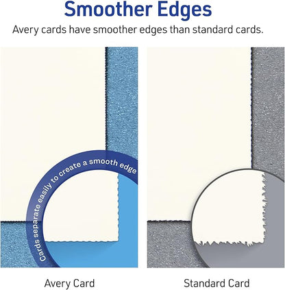 Avery Printable Place Cards with Sure Feed Technology, 1-7/16" x 3-3/4", Textured Ivory, 150 Blank Tent Cards for Laser or Inkjet Printers (5012)