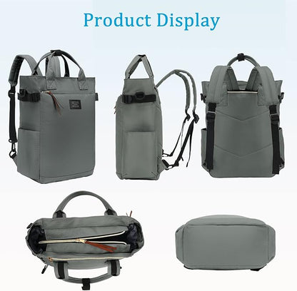 BASICPOWER Backpack Purse for Women Bag Travel Laptop Bookbag Work Nurse Teacher Bag 15.6-in Computer Grey