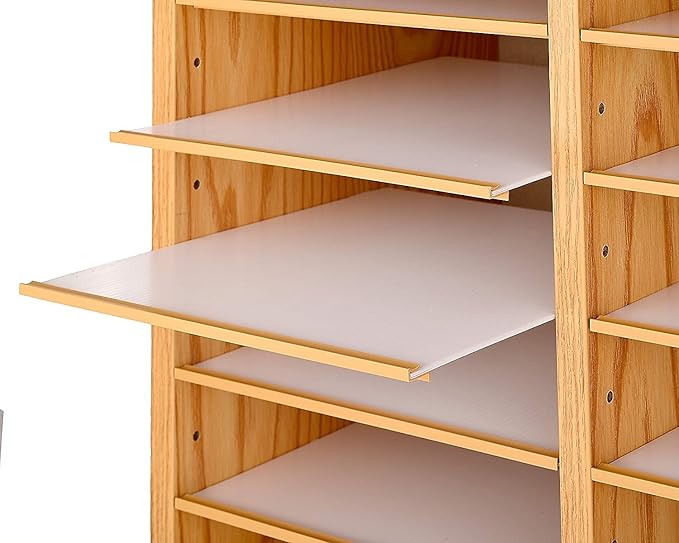 AdirOffice Wooden Adjustable organizerserature Organizer, 12 Compartment Office Mailbox, or Classroom Literature Organizer, Medium Oak