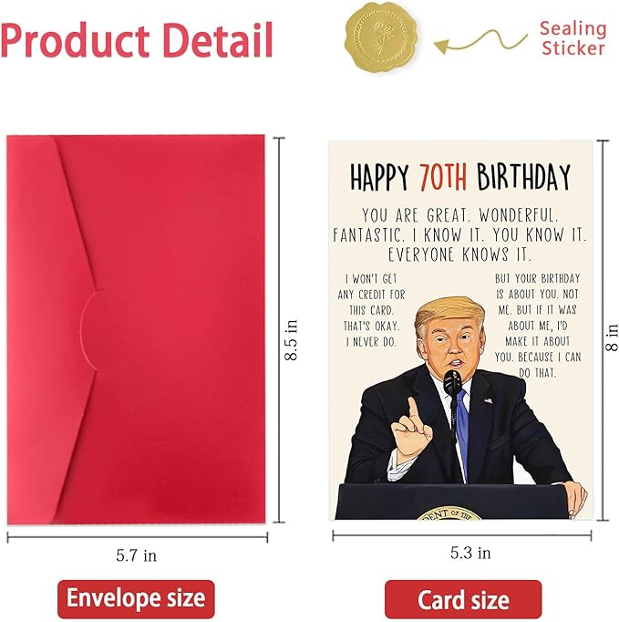 Funny Trump 70th Birthday Card for Women Men, Humor Donald Birthday Gifts for 70 Year Old Men Women, Happy 70th Birthday Decorations for Dad Mom Grandpa Grandma