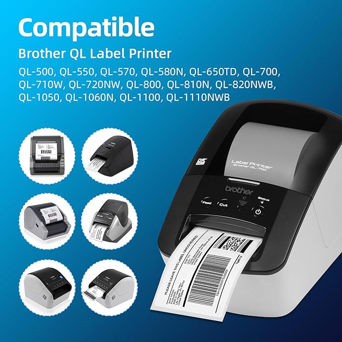 12 Rolls Continuous Paper Label Replacement for Brother DK-2205 (2.4" X 100 Ft), Compatible with Brother QL Label Printers QL800 QL1100 (100 Ft & 1 Refillable Cartridge Frame)