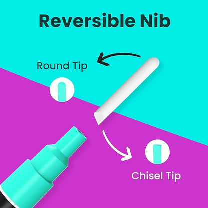 Fine Tip Chalkboard Chalk Markers (8 Pack 3mm) Classic Earth Color Ink - Erasable Dry Erase Marker Pens for Blackboards, Bistro, Window | 3mm Reversible Bullet & Chisel Point