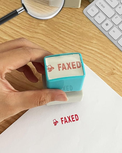 WAFJAMF Faxed Stamp–Pre-Inked Rubber Stamp Red Ink Office Stamp Message Stamp-Medium