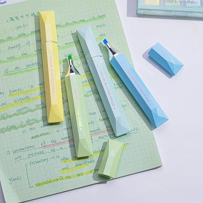 COLNK Glitter Pastel Highlighter,Set of 6 Pcs Cute Aesthetic Highlighters Assorted Colors,Chisel Tip,Metallic Highlighters for Journal Planner, Highlighting, Note-taking,Glitter Ink B