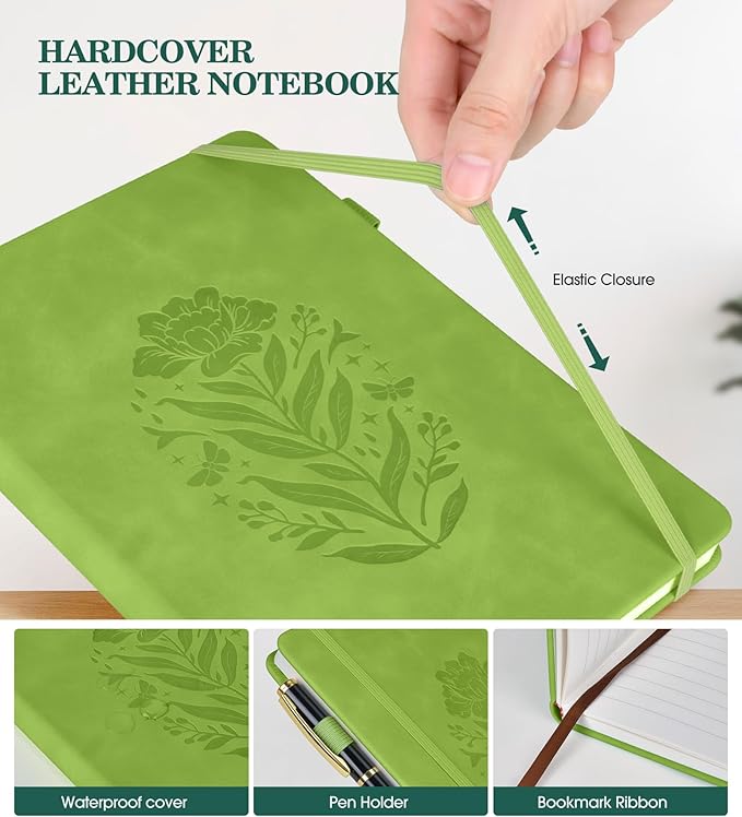 Lined Journal Notebook for Women, A5 Hardcover Leather Journals for Writing, 200 Pages Thick Travel Daily Journal, College Ruled Notebook for Work School, Note Taking, Business 5.75'' X 8.38'' Cyan