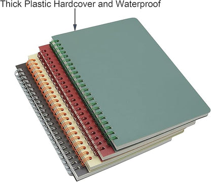 Yansanido Spiral Notebook, 4 Pcs A5 Thick Plastic Hardcover Graph Paper 4 Color 80 Sheets -160 Pages Journals for Study and Notes (Grid-4pcs Wine Red,Brown,Green,ivory, A5)