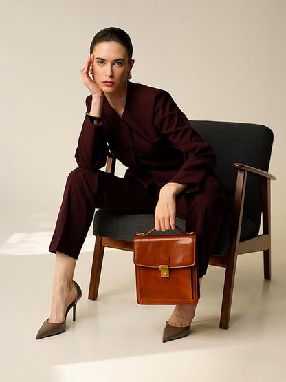 Time Resistance Small Leather Briefcase for Men - Crossbody Bag - Italian Leather Messenger Bag - Gift Box Included