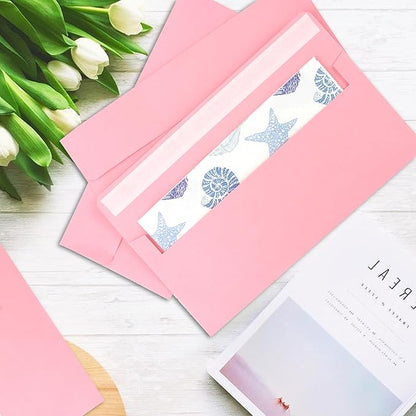 50 Packs 5x7 Envelopes,Pink A7 Envelopes,5x7 Envelopes for Invitations,Envelopes Self Seal for Weddings,Greeting Cards, Mailing, Invitations, Photos, Postcards，Printable Invitation Envelopes