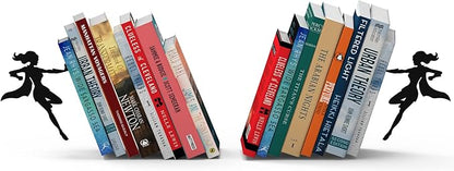 Artori Design Book Ends to Hold Books Heavy Duty - Hidden Metal Bookends for Shelves Desk - Bookend Book Holder for Home Decorative - Gift for Book End Lovers and Home Décor (Supergal - Set of 2)
