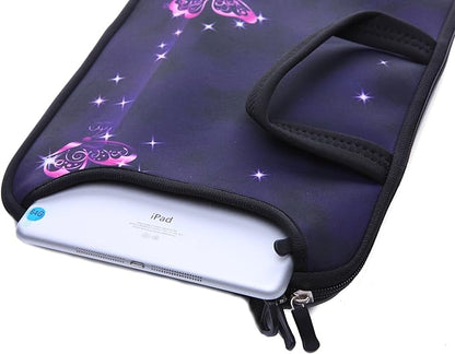 11-Inch to 12-Inch Neoprene Laptop Sleeve Case Bag with shoulder strap For 11", 11.6", 12" Ultrabook/Acer/Asus/Dell/HP/Toshiba/Lenovo/Chromebook (Red butterfly)