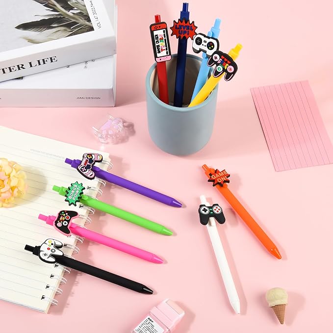 10Pcs Funny Video Game Theme Ballpoint Pens with Emotional Support for Adults Bulk for Coworkers Team Staff Funny Office Stationary (Video Games)
