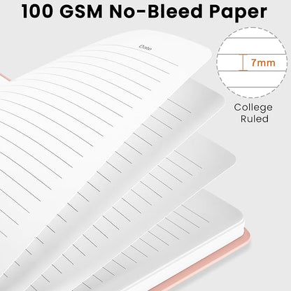Lined Spiral Journal Notebook, A5 College Ruled Notebook for Journaling, Note-Taking, and Daily Planning, Durable Hardcover with an Elegant Design, Pink