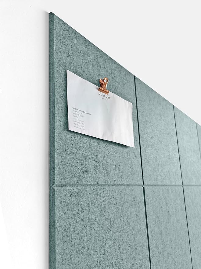 Large Cork Board Alternative - 47"x35" 12 Pack Felt Wall Tiles with Safe Removable Adhesive Tabs, Cork Wall Tiles Cork Board for Home Office Pin Board Tack Board 48 x 36 - Smoky Blue