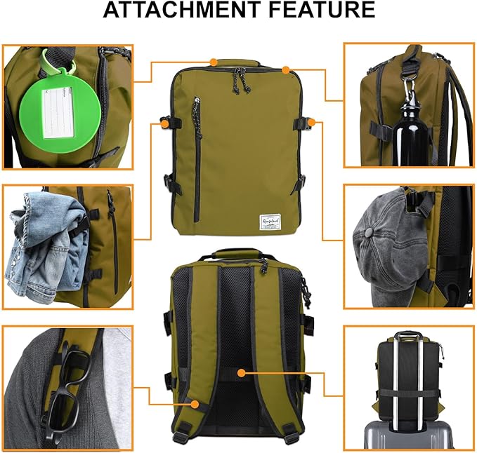 Travel Backpack 21L Minimalist Casual Small Carry-on Daypack 15-inch Laptop Notebook, Overnight Weekender Dark Yellow Mustard