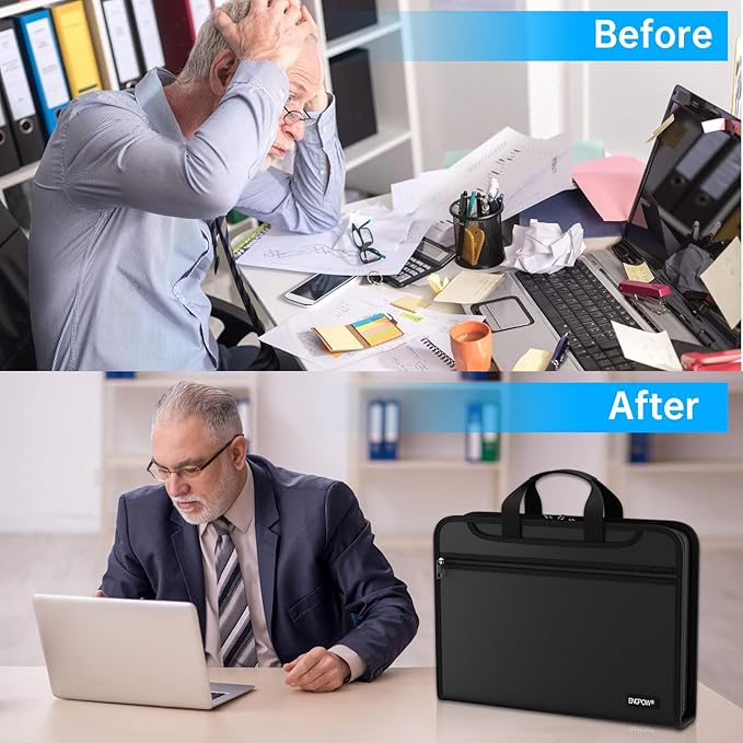 ENGPOW Accordion File Organizer,Fireproof Expanding File Folder with Multi Pockets,25 Pockets Document Organizer with Handle & Labels,Portable Home Travel Safe Storage for Letter A4 Files and More