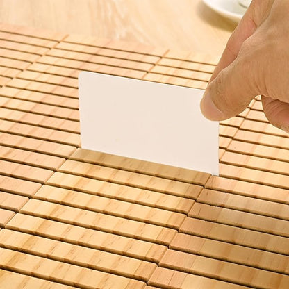 WILLOWDALE 4Pcs 12" Wooden Name Badge Holder Organizer, Counter Card Holder Stand for Name Tag ID Badge Plastic Card Holder, Detachable Business Card Holder Display Tray for Desk Office Reception