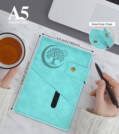 Blank Journal Notebook, A5 Hardcover Leather Sketchbook with 200 Pages Thick Blank Paper for Men Women, Unlined Drawing & Writing Journal, 5.9" x 8.4" Plain Notebook (blue)